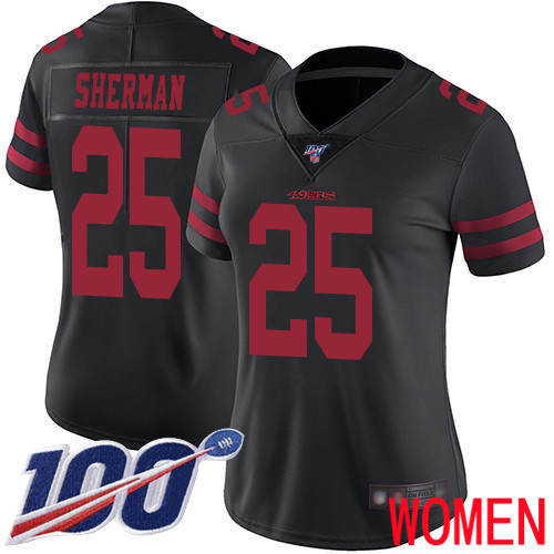 San Francisco 49ers Limited Black Women Richard Sherman Alternate NFL Jersey #25 100th